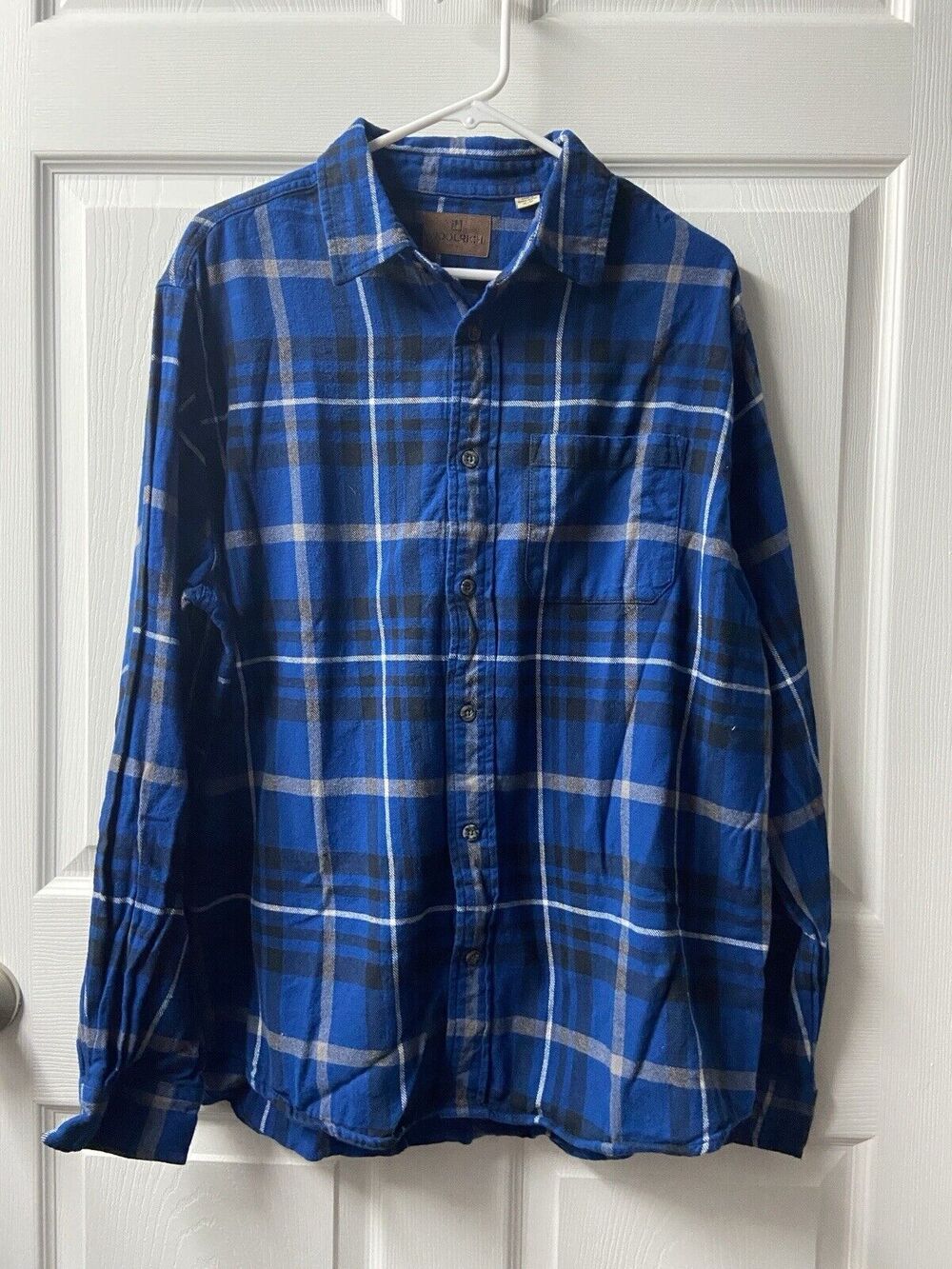Woolrich Shirt  Mens Xtra Large XL Blue Plaid Flannel Long Sleeved Button Up